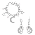 Simulated Pearl Bracelet (7.50-8.50In) and Earrings in Silvertone - Sticky add to cart bar