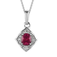 Premium Ouro Fino Rubellite and White Zircon Pendant Necklace 20 Inches in Platinum Over Sterling Silver 0.50 ctw