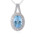 Premium Marambaia Topaz and White Zircon Halo Pendant Necklace 18 Inches in Platinum Over Sterling Silver 10.40 ctw - Sticky add to cart bar