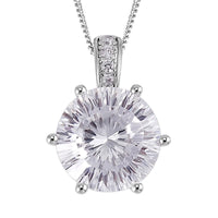 Lustro Stella Finest CZ Pendant Necklace (18 Inches) in Rhodium Over Sterling Silver 3.10 ctw