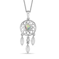 Premium Ethiopian Welo Opal and White Zircon Pendant Necklace 20 Inches in Platinum Over Sterling Silver 0.50 ctw - Sticky add to cart bar