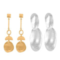 Set of 2 Geometrical Earrings in Silvertone and Goldtone - Sticky add to cart bar