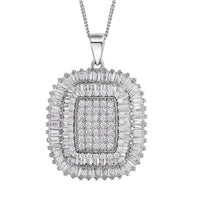 Lustro Stella Finest CZ Pendant Necklace 18 Inches in Rhodium Over Sterling Silver 4.80 ctw
