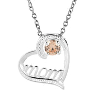 Simulated Pink Diamond Heart Pendant Necklace (20 Inches) in Sterling Silver and Stainless Steel 0.85 ctw