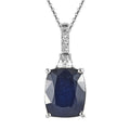Masoala Sapphire and White Zircon Pendant with Chain (Size 20) in Sterling Silver - Sticky add to cart bar