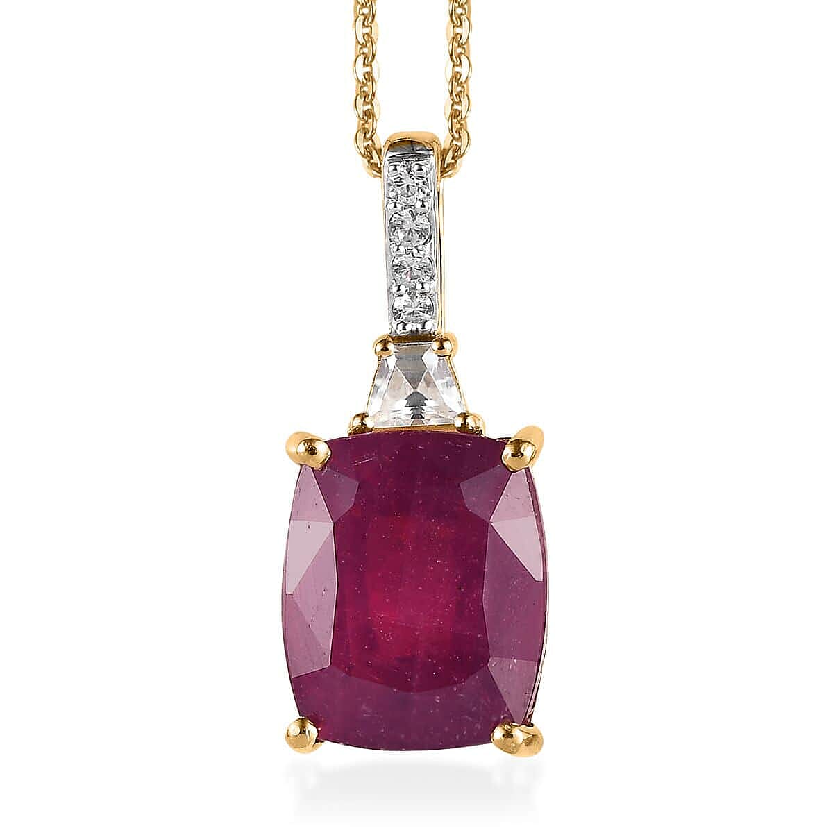 Masoala Sapphire and White Zircon Pendant with Chain (Size 20)