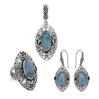 Bali Legacy Peruvian Pink Opal, Orissa Rhodolite Garnet Ring Size 6, Earrings and Pendant in Sterling Silver 19.35 ctw