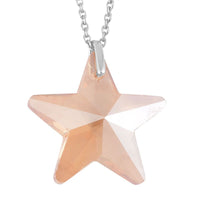 Simulated Blue Sapphire Star Pendant Necklace 20 Inches in Rhodium Over Sterling Silver and Stainless Steel