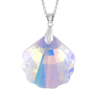 Simulated Blue Sapphire Pendant Necklace 20 Inches in Rhodium Over Sterling Silver & Stainless Steel