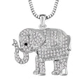 Black and White Austrian Crystal Elephant Pendant Necklace 29-31 Inches in Silvertone - Sticky add to cart bar