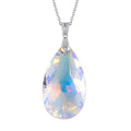 Simulated Aquamarine Solitaire Pendant Necklace 20 Inches in Sterling Silver and Stainless Steel - Sticky add to cart bar