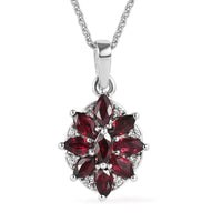 Anthill Garnet Pendant Necklace 20 Inches in Platinum Over Sterling Silver 1.00 ctw