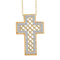 Diamond Cross Pendant Necklace (18 Inches) 14K YG Over Sterling Silver - Sticky add to cart bar