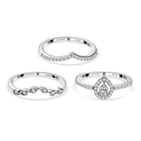 Rhapsody IGI Certified 950 Platinum Diamond E-F VS Set of 3 Stackable Ring (Size 6.0) 6.40 Grams 0.50 ctw