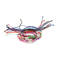 Set of 10 Cotton Shell Adjustable Bracelet