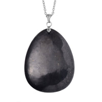 Shungite Pendant Necklace 24 Inches in Stainless Steel 85.00 ctw