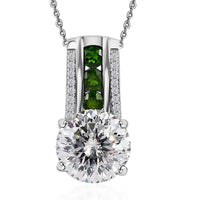 120 Facets Moissanite Pendant Necklace 20 Inches in Platinum Over Sterling Silver 3.85 ctw