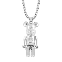 Bear Pendant in Silvertone with Stainless Steel Necklace