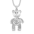 Bear Pendant in Silvertone with Stainless Steel Necklace 28 Inches - Sticky add to cart bar