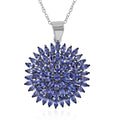 Tanzanite Floral Pendant Necklace 18 Inches in Platinum Over Sterling Silver 5.75 ctw - Sticky add to cart bar