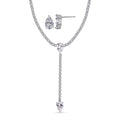Simulated Diamond Necklace 18 Inches and Stud Earrings in Silvertone - Sticky add to cart bar