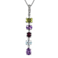 Peridot and Multi Gemstone Mixed Shapes Pendant Necklace 20 Inches in Platinum Over Sterling Silver 3.00 ctw - Sticky add to cart bar
