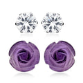 Amethyst and Simulated Diamond Set of 2 Stud Earrings in Stainless Steel 8.40 ctw - Sticky add to cart bar