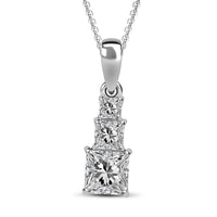 Moissanite Pendant Necklace 20 Inches in Platinum Over Sterling Silver 1.50 ctw