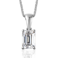 Moissanite Solitaire Pendant Necklace 20 Inches in Platinum Over Sterling Silver 1.00 ctw