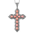 Oregon Peach Opal Cross Pendant Necklace 20 Inches in Platinum Over Sterling Silver 5.20 ctw - Sticky add to cart bar