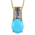 TLV Premium Sleeping Beauty Turquoise, Multi Gemstone Pendant Necklace (20 Inches) in Vermeil YG Over Sterling Silver 3.80 ctw - Sticky add to cart bar