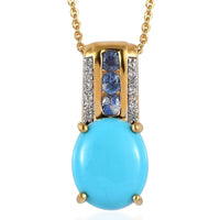 TLV Premium Sleeping Beauty Turquoise, Multi Gemstone Pendant Necklace (20 Inches) in Vermeil YG Over Sterling Silver 3.80 ctw