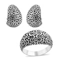 TLV Bali Legacy Sterling Silver Tulang Naga Texture Ring (Size 11) and Earrings (24.40 g) - Sticky add to cart bar