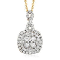 Luxuriant Lab Grown Diamond G-H SI Pendant Necklace 20 Inches in Vermeil Yellow Gold Over Sterling Silver 0.50 ctw