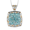 Madagascar Paraiba Apatite and White Zircon Pendant Necklace 20In in Vermeil YG & Platinum Over Sterling Silver 8.60g 4.85 ctw - Sticky add to cart bar