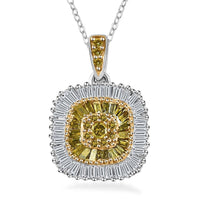 Blue Diamond and Diamond Cluster Pendant Necklace 20 Inches in Rhodium and Platinum Over Sterling Silver 0.50 ctw