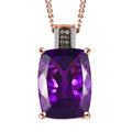 Amethyst 20.00 ctw and Champagne Diamonds Pendant Necklace, Vermeil Rose Gold Over Sterling Silver Pendant Necklace, 20 Inch Pendant Necklace - Sticky add to cart bar