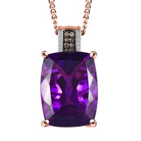Amethyst 20.00 ctw and Champagne Diamonds Pendant Necklace, Vermeil Rose Gold Over Sterling Silver Pendant Necklace, 20 Inch Pendant Necklace