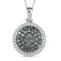 Narsipatnam Alexandrite and Natural White Zircon Round Shape Cocktail Pendant Necklace 20 Inches in Platinum Over Sterling Silver 2.10 ctw - Sticky add to cart bar