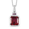 Asscher Cut Brazilian Pink Petalite and Madagascar Pink Sapphire Pendant Necklace 20 Inches in Platinum Over Sterling Silver 1.50 ctw - Sticky add to cart bar