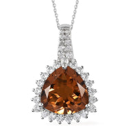 Autumn Alexite and White Zircon Halo Pendant Necklace 20 Inches in Platinum Over Sterling Silver 11.00 ctw