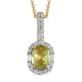 Premium Sava Sphene and White Zircon Halo Pendant Necklace 20 Inches in Vermeil Yellow Gold Over Sterling Silver 1.20 ctw - Sticky add to cart bar