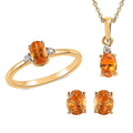 Viceroy Spessartine Garnet Solitaire Ring , Stud Earrings and Pendant Necklace 20 Inches in Vermeil Yellow Gold Over Sterling Silver 2.35 ctw - Sticky add to cart bar