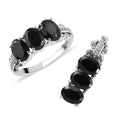 Natural Thai Black Spinel 3 Stone Ring and Pendant in Stainless Steel 6.75 ctw - Sticky add to cart bar
