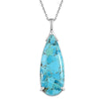 Freshened Turquoise Solitaire Pendant in Platinum Over Sterling Silver with Stainless Steel Necklace 20 Inches 20.35 ctw - Sticky add to cart bar