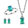 Peacock Quartz and Natural White Zircon Ring , Earrings Pendant Necklace 20 Inches in Platinum Over Sterling Silver 3.60 ctw - Sticky add to cart bar