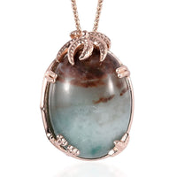 Natural Zimbaprase and Natural Champagne Diamond Pendant Necklace 20 Inches in Vermeil Rose Gold Over Sterling Silver 18.40 ctw