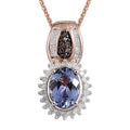 Tanzanite, Natural Champagne and White Diamond Pendant Necklace 20 Inches in Vermeil RG Over Sterling Silver 1.50 ctw - Sticky add to cart bar