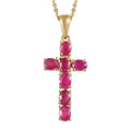 Premium Mozambique Ruby Cross Pendant Necklace 20 Inches in Vermeil Yellow Gold Over Sterling Silver 1.35 ctw - Sticky add to cart bar
