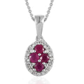 Premium Mozambique Ruby, White Zircon 0.90 ctw Pendant Necklace in Platinum Over Sterling Silver 20 Inches - Sticky add to cart bar